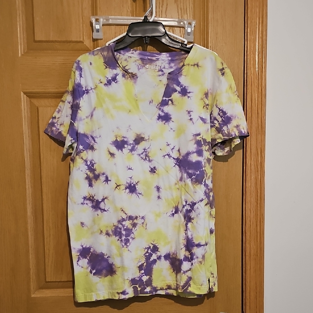 PINK Victoria's Secret Purple and Yellow Tie-Dye Tee